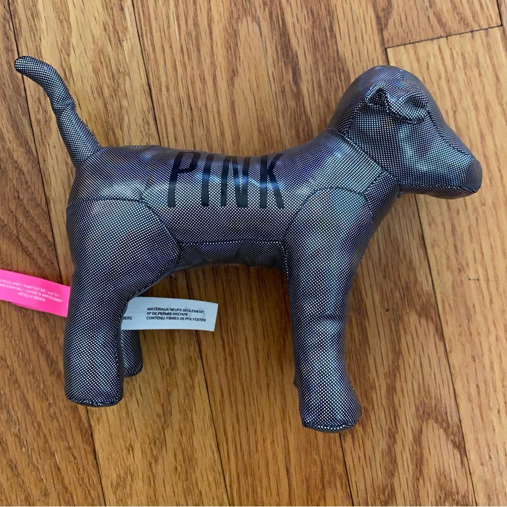 Victoria's Secret PINK Dog Silver Metallic 6”Plush Holographic Collectible Y2K - Picture 2 of 7